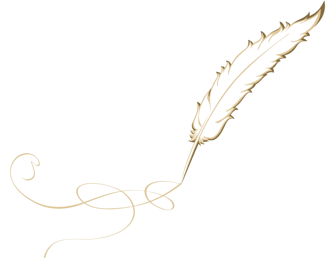 Elegant golden quill on black background.